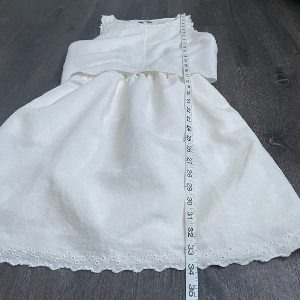 Madewell Ivory Cream Eyelet Sleeveless Mini Open Back Overlay Dress.(2) - Picture 7 of 11
